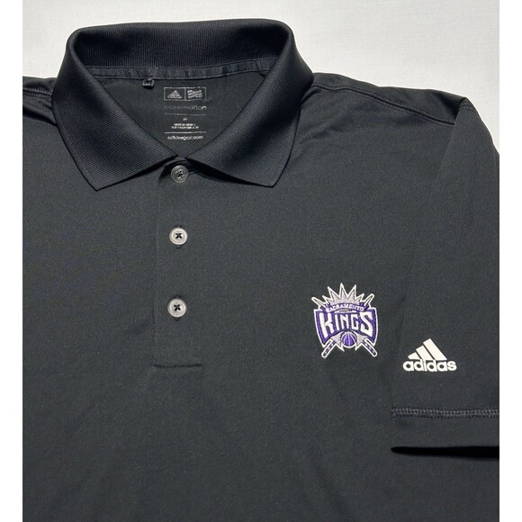 Sacramento Kings Adidas Polo Golf Shirt Mens Medium Black  NBA Basketball *READ - Picture 4 of 10